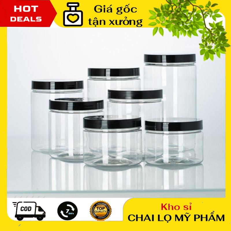 Hủ Đựng Kem ❤ GIÁ TẬN GỐC ❤ Hủ nhựa pet Trong Nắp Đen 50g 100g 200g 250g đựng mỹ phẩm, thực phẩm, đồ khô, ngũ cốc