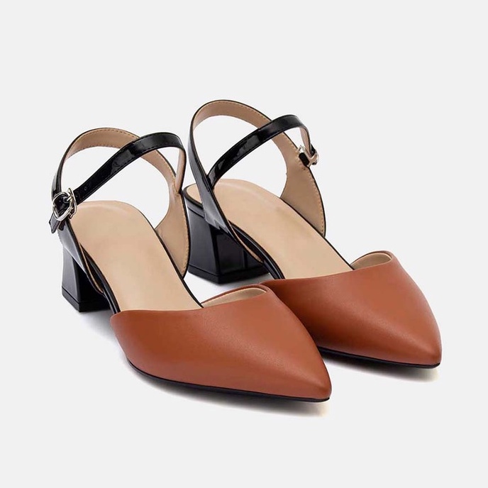 Giày cao gót Nữ 5cm Thời Trang JUNO mũi nhọn phối màu CG05075