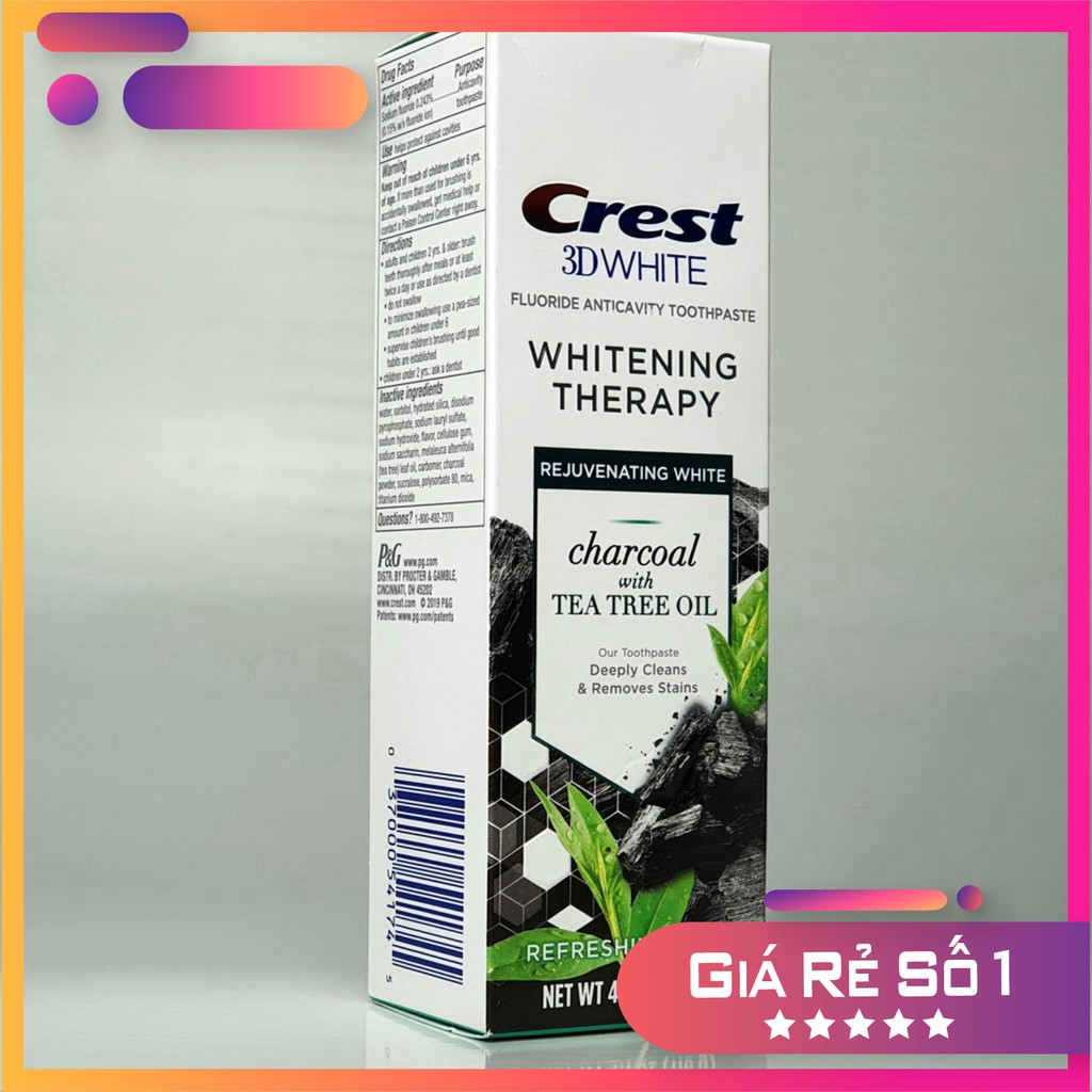 [Mẫu mới-Cao cấp nhất][Giá Sốc] [Hàng cho thị trường Mỹ] Kem đánh răng Crest 3D White Charcoal TEA TREE OIL 116gr