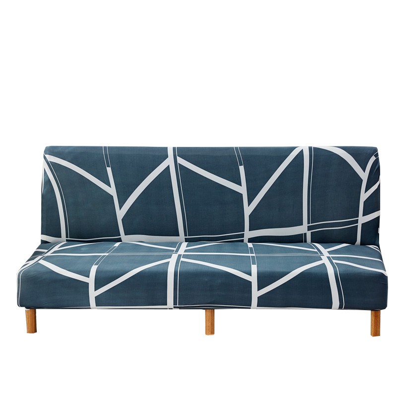 Rinted foldable sofa bed cover geometric and leaves design elastic cover
