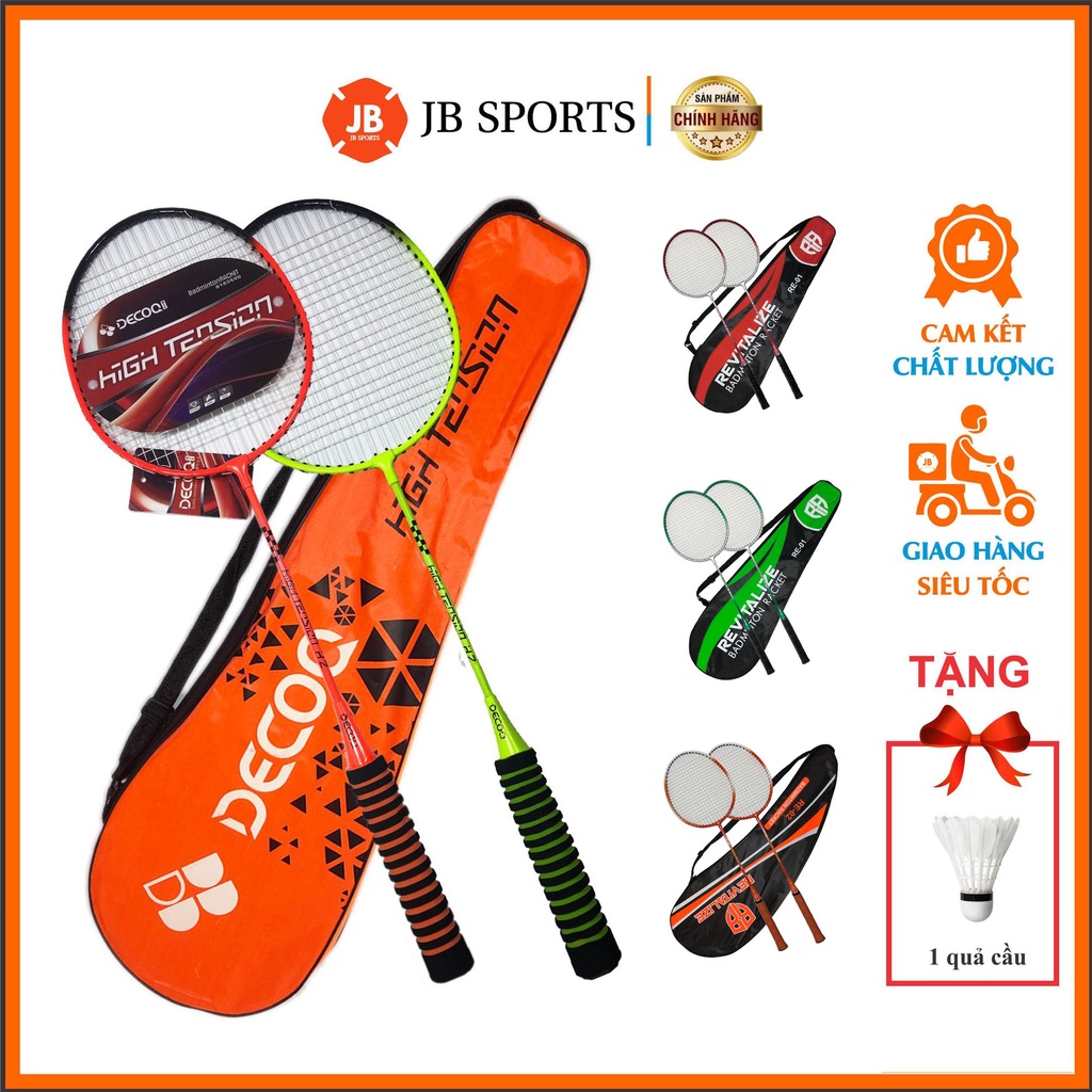 Bộ Vợt Cầu Lông Chính Hãng (2 Vợt) DECOO H2, Cặp Vợt Cầu Lông Tốt Nhẹ Dây Căng Trợ Lực