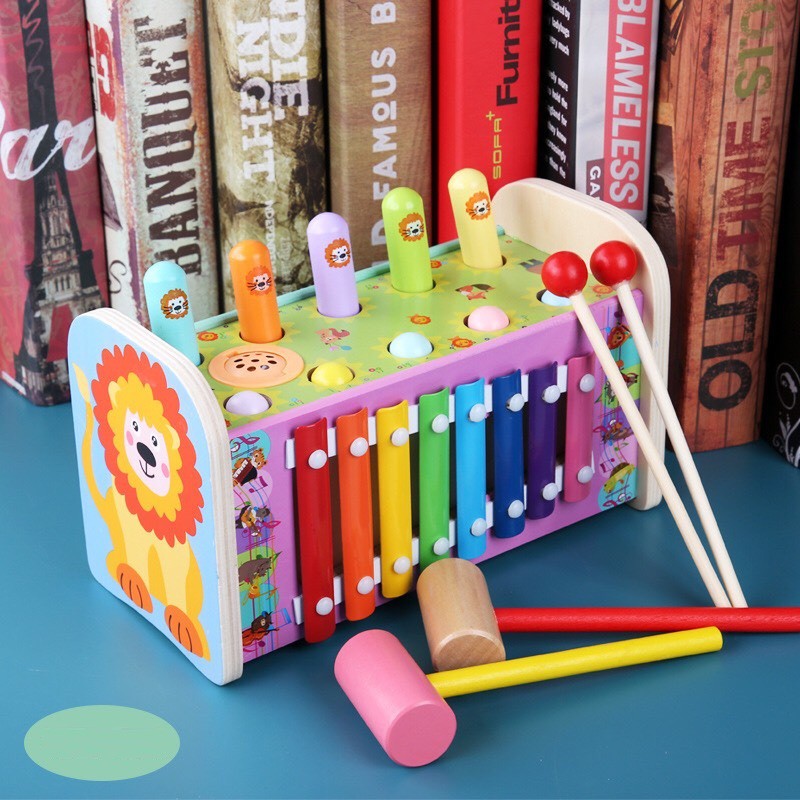 Đồ Chơi Gỗ Đập Chuột Kèm Đàn Xylophone Kết Hợp Luồn Mê Cung Phát Triển Trí Tuệ,