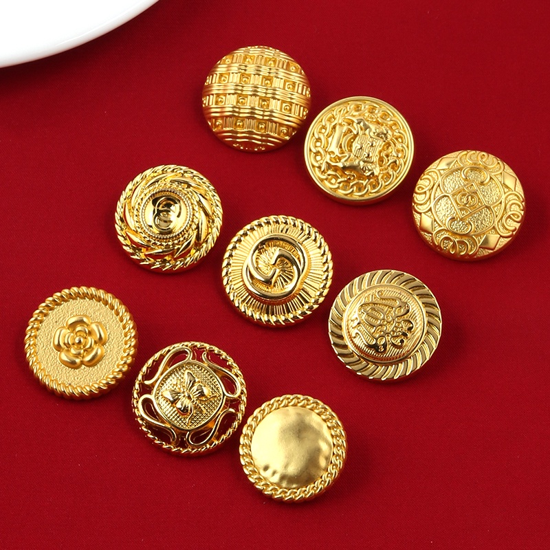 Button. Nút Áo Gió Hình Tròn Bằng Kim Loại Mạ Vàng Cao Cấp