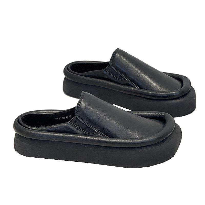 Hàng Mới Về Dép Da Mềm Mũi Vuông Phong Cách Harajuku Thời Trang Hàn Quốc 2022 Cho Nữ