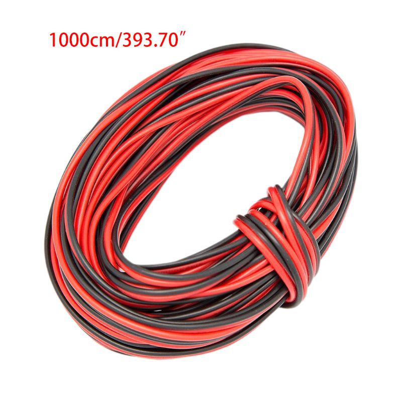 10M 18/20/22 Gauge AWG Electrical Cable Wire 2pin Tinned Copper Insulated PVC Extension LED Strip Black Red