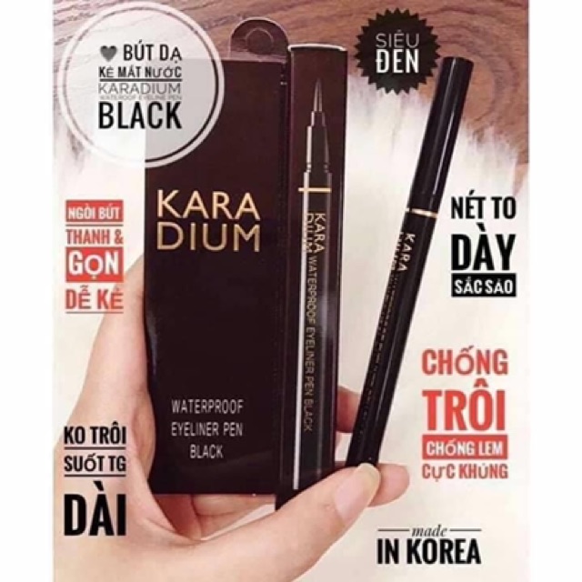 Bút Kẻ Mắt Nước Karadium Waterproof Brush Liner Black 0.55g