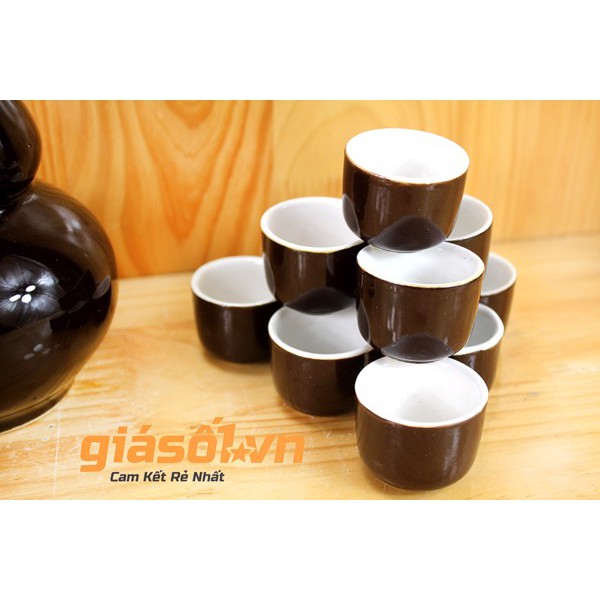Bộ 20 chén uống rượu men sần gốm sứ Bát tràng
