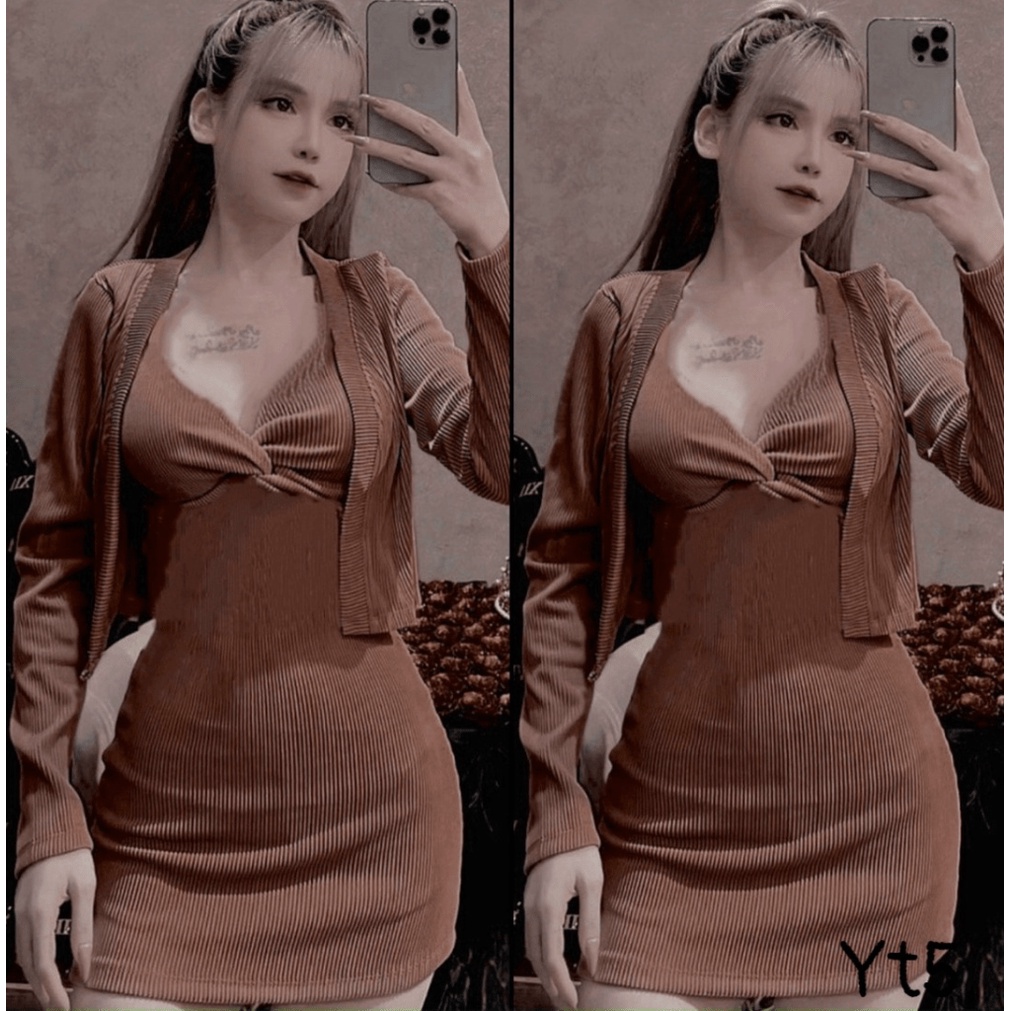 MẪU HOT ĐẦM BODY THUN GÂN CHÉO NGỰC KHOE DÁNG CỰC ĐỈNH PU