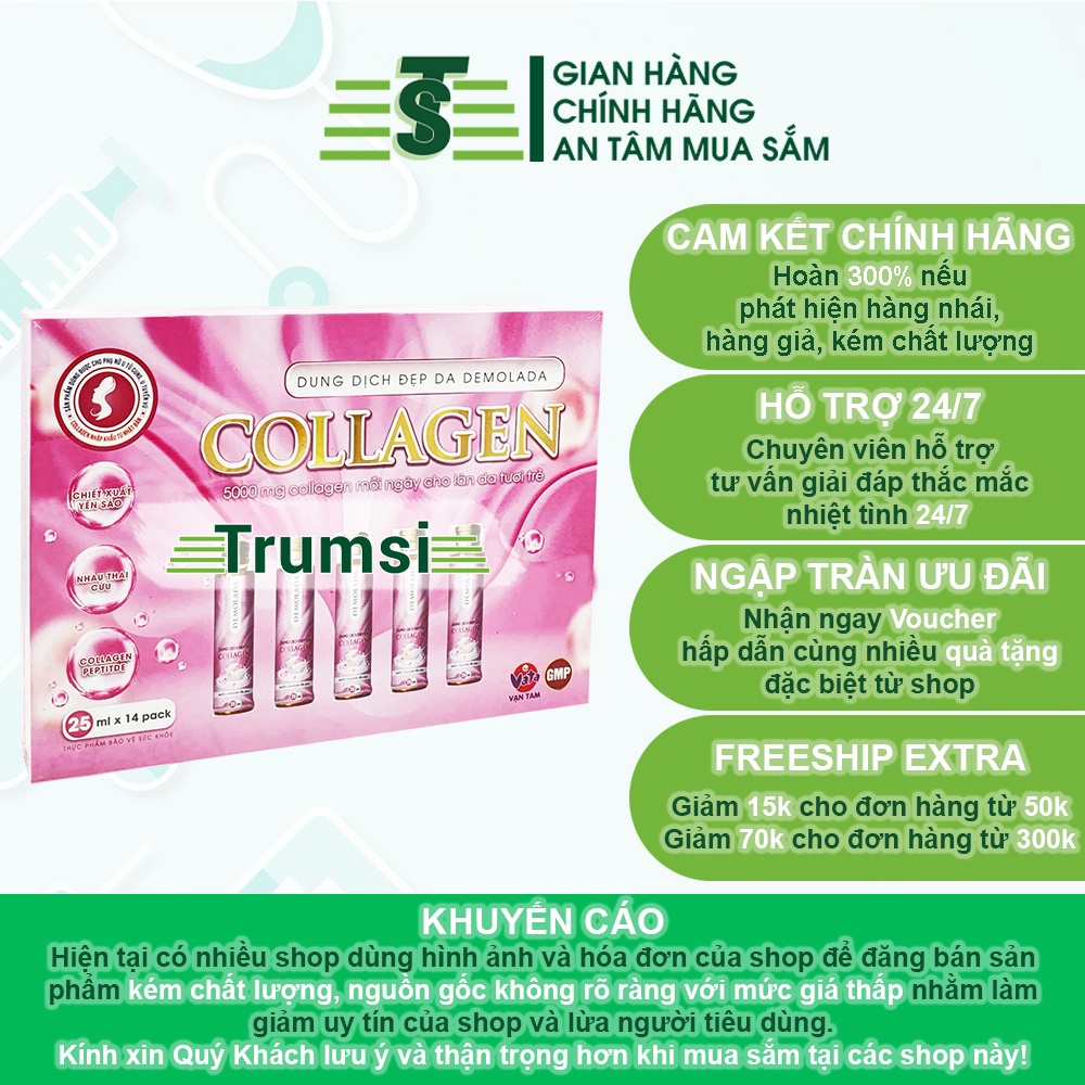Nước Uống Đẹp Da Bổ Sung Collagen Giúp Trắng Da Giảm Nám Và Chống Lão Hóa Demolada Collagen Vạn Tam Chính Hãng