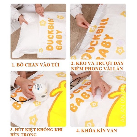 Túi zip hút chân không đựng quần áo giày chăn màn mền gối gấp gọn chính hãng chất liệu mềm dẻo trong suốt cao cấp