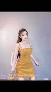 Váy nhung hai dây cup ngực