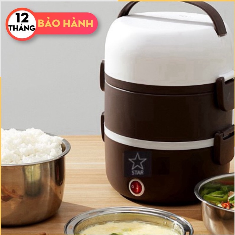 Hộp cơm hâm nóng, hộp cơm cắm điện inox 3 tầng Star siêu hot ủ cơm tự động.