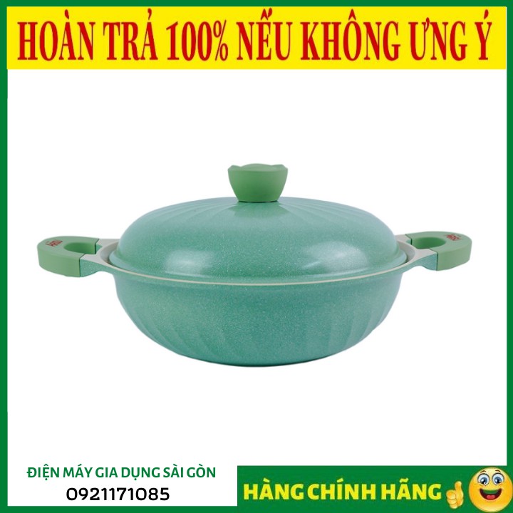 Nồi kháng khuẩn phủ TITANIUM 7 lớp Happy Home Pro màu xanh lá size 28cm - HP-XL28