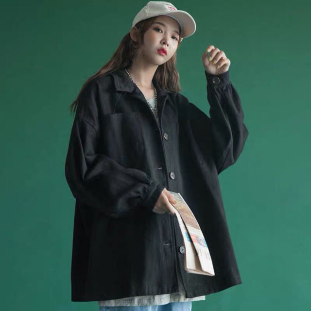 Áo khoác kaki nam nữ Basic unisex form rộng phong cách ulzzang