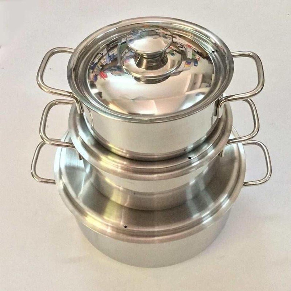 Bộ nồi inox 3 cái cao cấp dùng được cho mọi loại bếp kể cả bếp từ PR-HECS1 - Đồ khuyến mãi giá tốt