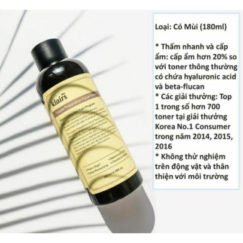 [ MẪU MỚI ] Nước cân bằng Klairs Supple Preparation Toner 180ml