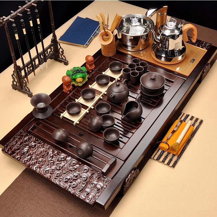 Bàn trà điện thông minh gỗ tự nhiên - Bộ bàn trà điện tử giá rẻ trạm hoa BH 1 năm