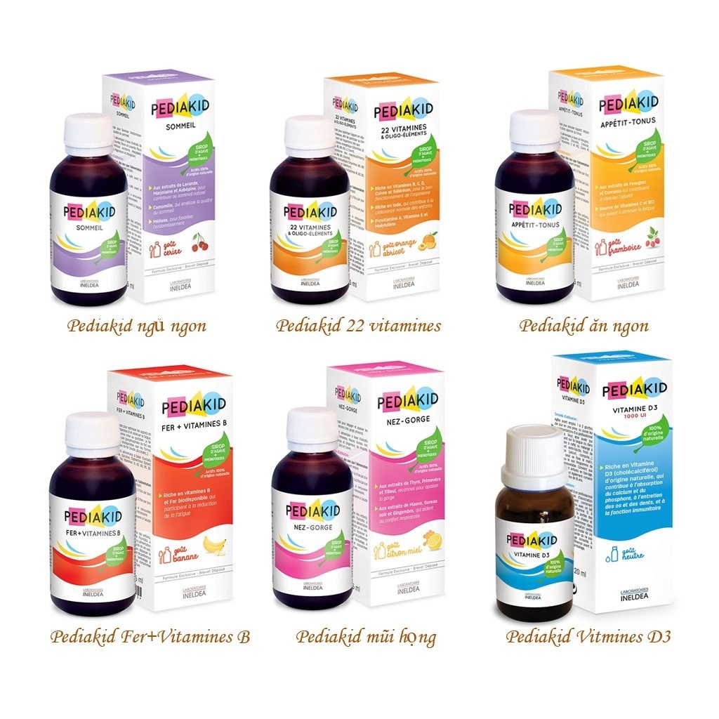 Pediakid - 22 vitamin / Appetit tonus / Sommeil / Sắt Fe + Vitamin B / Immuno Fort