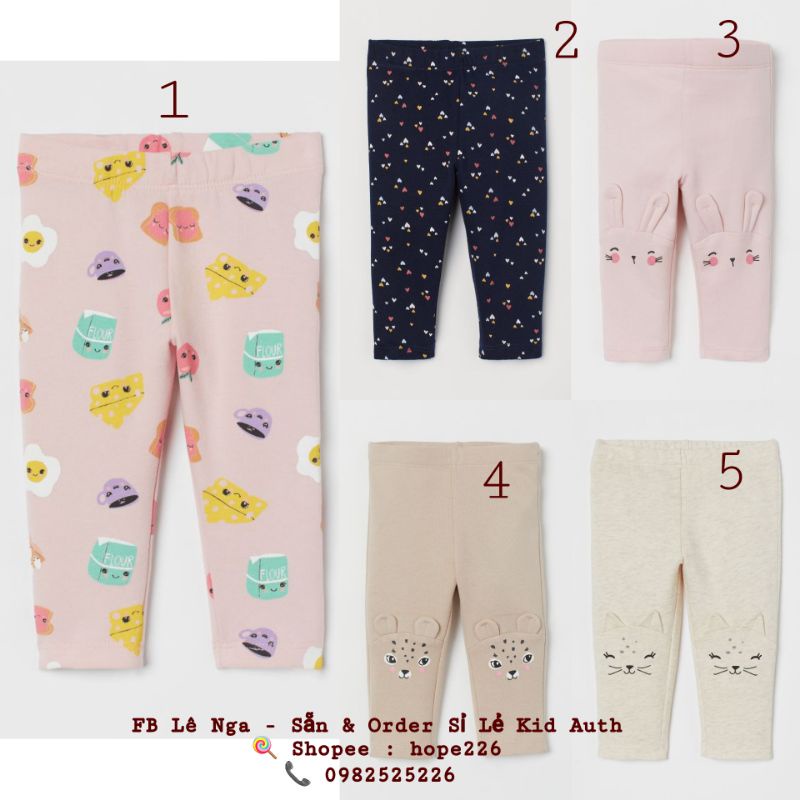 Quần legging chần bông nhẹ HM UK/CN sz từ 4-6m đến 3-4y