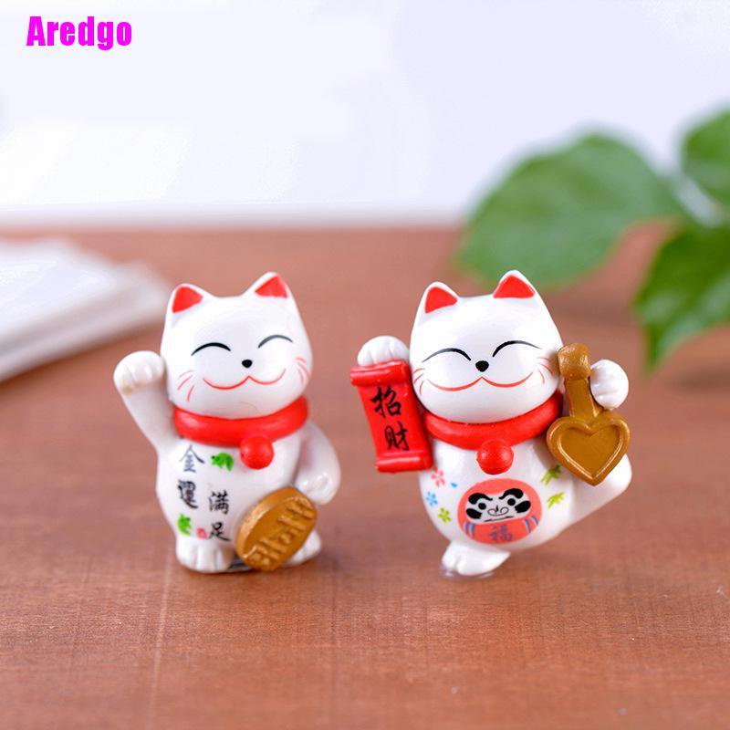 Mô hình chú mèo may mắn mini dễ thương dùng trang trí nhà cửa