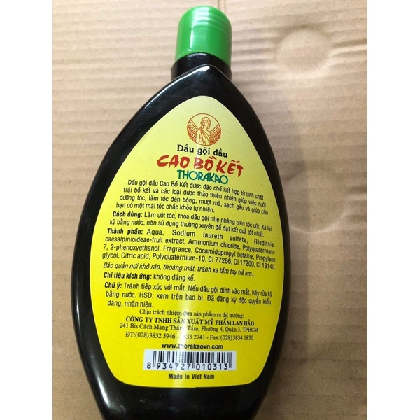 dầu gội đầu cao Bồ kết thorakao 250ml dược thảo thiên nhiên giúp nuôi dưỡng tóc, làm tóc đen bóng, mượt mà, sạch gàu…