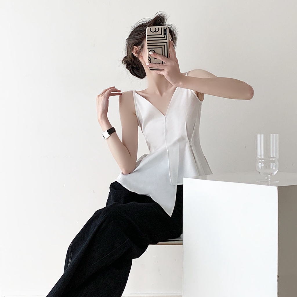 Áo Hai Dây Mùa Hè 2022 Phong Cách Pháp Hợp Thời Trang Cho Nữ