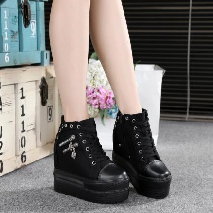 Kaisut wanita Giày Cao Gót 12cm Đế Xuồng Có Khóa Kéo Cho Nữ