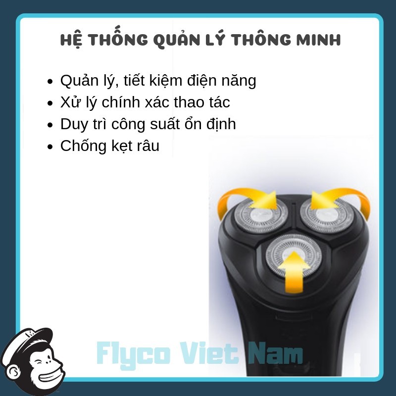 Máy Cạo Râu Nam FS306 Flyco 3 Lưỡi Dao Thông Minh - BH 24 Tháng (Hỗ Trợ Tỉa Bấm Cắt Tóc Mai+Ví Bọc) hanhshop21