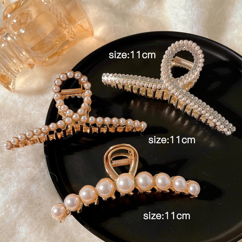 Kẹp Tóc Đính Đá Và Ngọc Trai Bằng Hợp Kim Thời Trang Hàn Quốc Sang Trọng Cho Nữ
