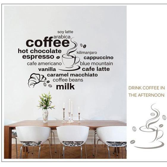 [XẢ HÀNG] Decal dán tường trang trí quán cafe, coffee - tách cà phê AmyShop