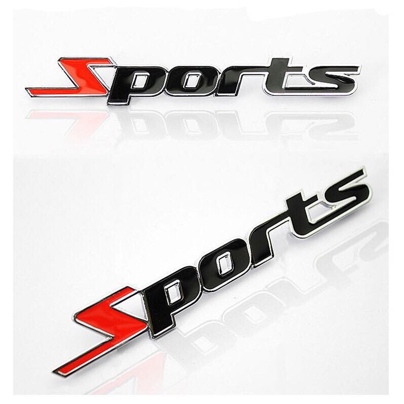 Logo chữ nổi SPORTS kim.loại trang trí ô tô xe máy