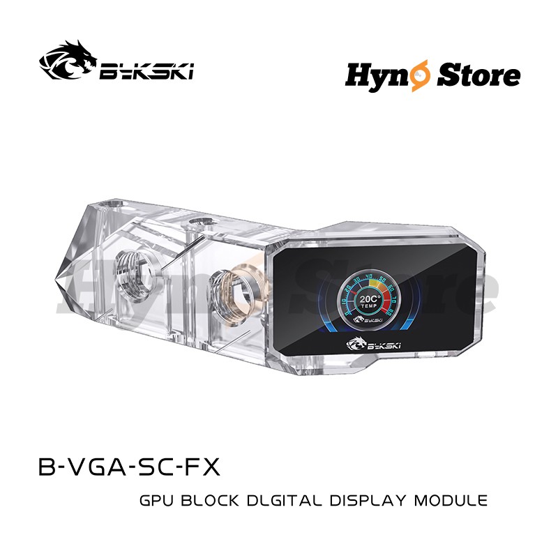 Cầu nước VGA dựng dọc Bykski kèm đồng hồ hiển thị nhiệt độ màu Tản nhiệt nước custom - Hyno Store