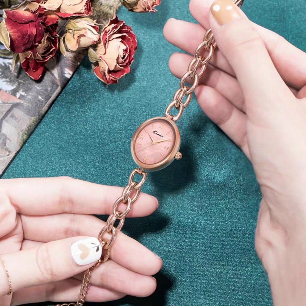 Đồng hồ Nữ KIMIO 6433 Hình dạng bầu dục ,dây thép không gỉ chống nước chất lượng tuyệt vời
