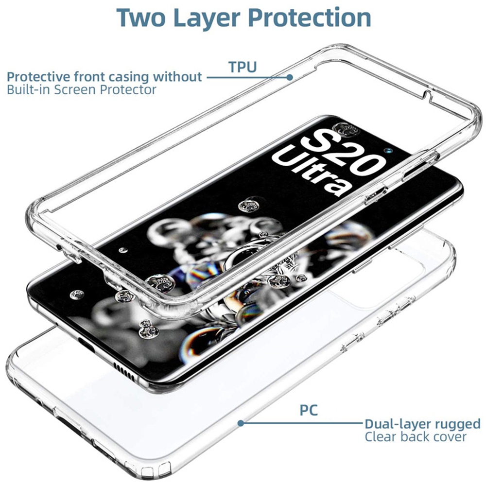 Ốp điện thoại TPU+PC trong suốt bảo vệ 360 độ cho Samsung Galaxy S8 S9 S10 S20 Plus Note 8 9 10 20 Ultra