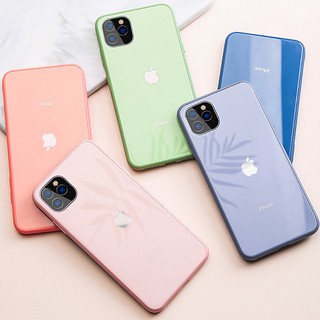 Ốp lưng kính cường lực trơn in Logo táo cho Iphone