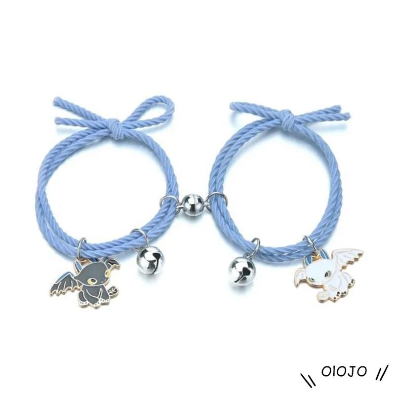 (OLOJO.vn) Vòng Tay Cặp Dây Nam Châm Bằng Nam Châm Màu Trắng Đen Cho Cặp Đôi Tình Bạn Không Răng