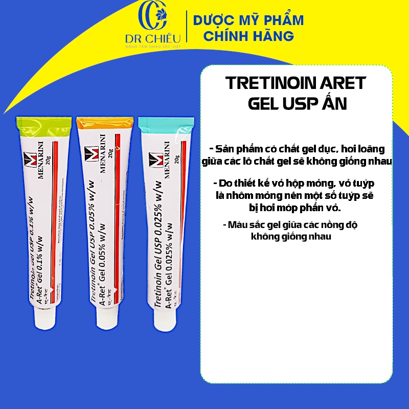 Tretinoin aret ⚜️ DATE MỚI ⚜️ Tretinoin Gel USP Aret - Giảm mụn, mờ thâm nám, chống lão hóa ( Tre gel usp A-Ret Ấn)