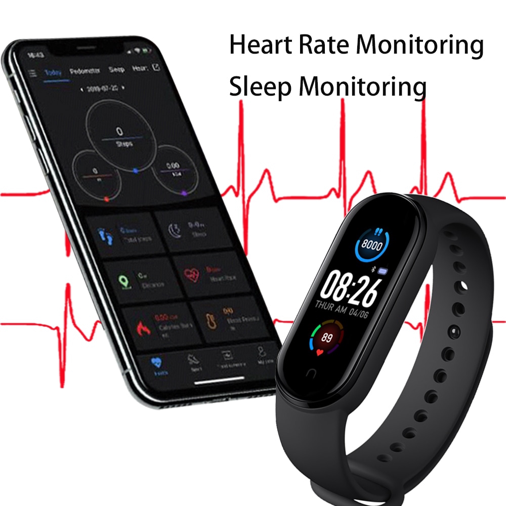 Đồng hồ thông minh Mi Band 5 M5 theo dõi nhịp tim huyết áp theo dõi sức khỏe các hoạt động thể thao IOS Android