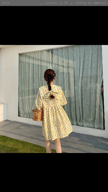 [Order] Váy babydoll tay lỡ họa tiết trái dứa mùa hè siêu đáng yêu có size 🍍 (ảnh thật)