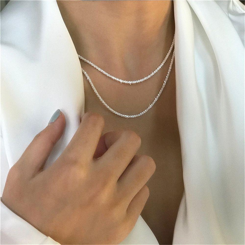 Cactu choker lấp lánh xu hướng rực rỡ chuỗi xương đòn màu bạc