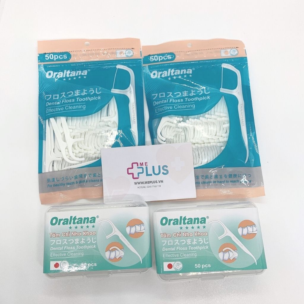 Tăm chỉ nha khoa Oraltana 50 cái, chỉ xỉa răng y tế sợi chỉ siêu mảnh, dẻo dai giúp loại bỏ mảng bám, thức ăn thừa