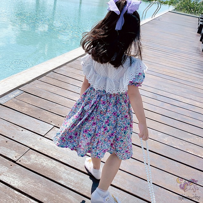 Đầm Bé Gái In Hoa Phong Cách Hàn Quốc