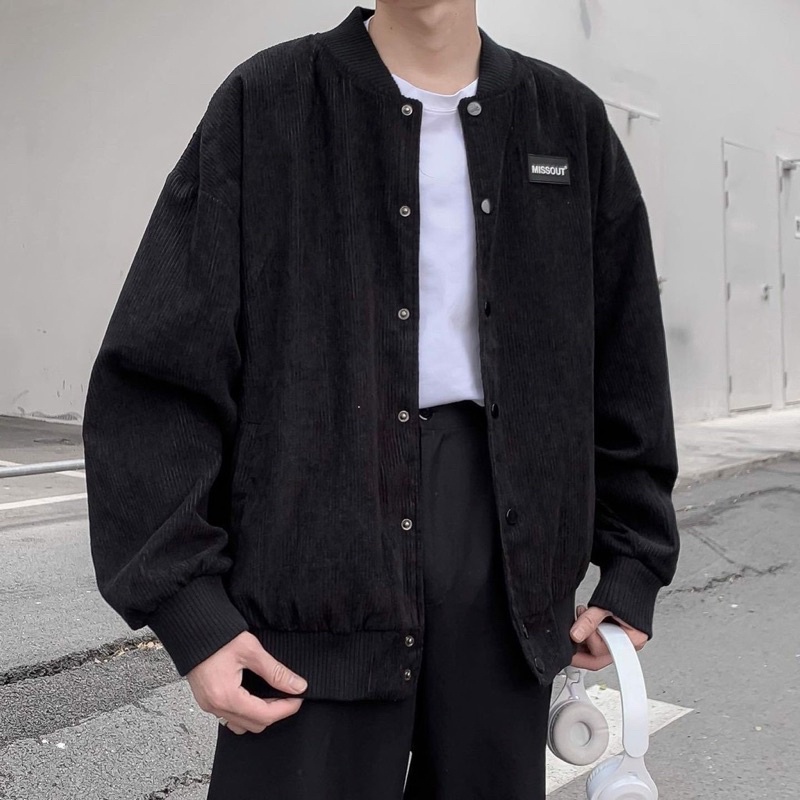Áo khoác Bomber nhung tăm MISSOUT nam/nữ (Hàng như ảnh)