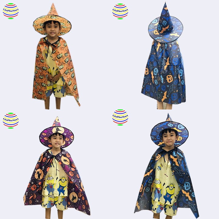 Áo Choàng Halloween - Áo Choàng Phù Thủy Kèm Nón