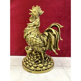 GÀ ĐỨNG TRÊN THỎI VÀNG 40x 28cm nặng  6.5kg chất liệu bằng đồng  💯
