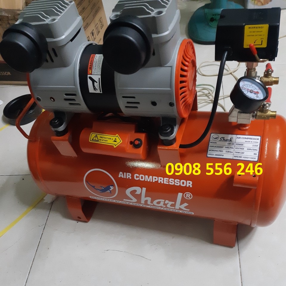 MÁY NÉN KHÍ KHÔNG DẦU LÊN HƠI NHANH CÔNG SUẤT LỚN 2,5HP BÌNH 40 LÍT
