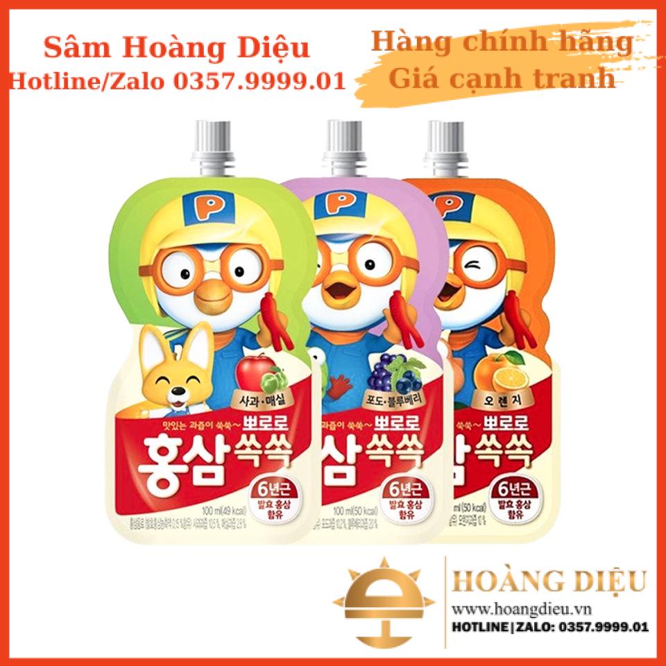 SÂM HOÀNG DIỆU- Hồng sâm 3 vị nho, táo, cam 100ml x 10 gói