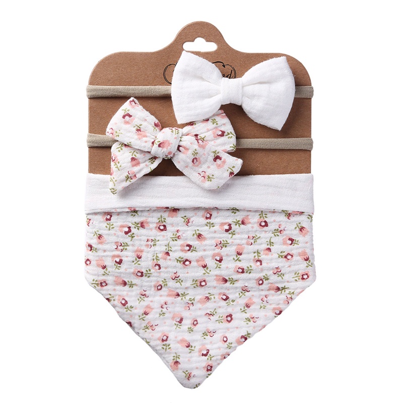 Set 3 Yếm Ăn Cotton Hình Tam Giác Xinh Xắn Dành Cho Các Bé