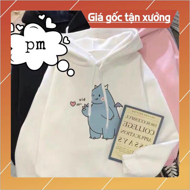 Áo hoodie 💗 FREESHIP 💗 hoodie nỉ bông khủng long uid dày ấm form rộng 4 màu trắng hồng đen da vàng | BigBuy360 - bigbuy360.vn