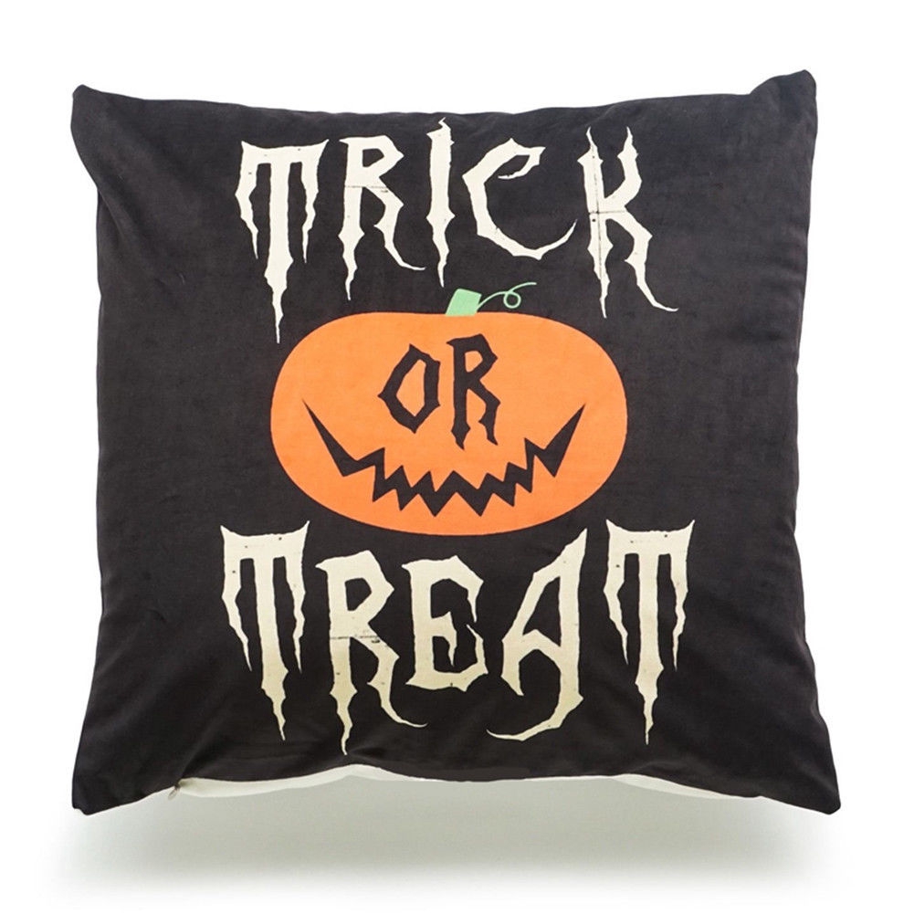 Vỏ Gối Vuông Vải Cotton Lanh In Họa Tiết Halloween Trang Trí Nhà Cửa